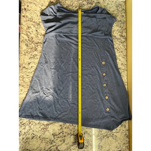 MISA Tunic Blouse Womens Small Blue Button Detail 3/4 Sleeve - Picture 7 of 8